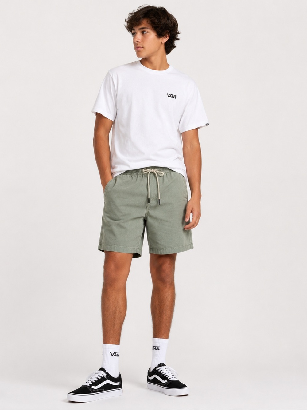 George Men’s Olive Green Drawstring Casual Shorts Size M (32–34) Cotton Blend